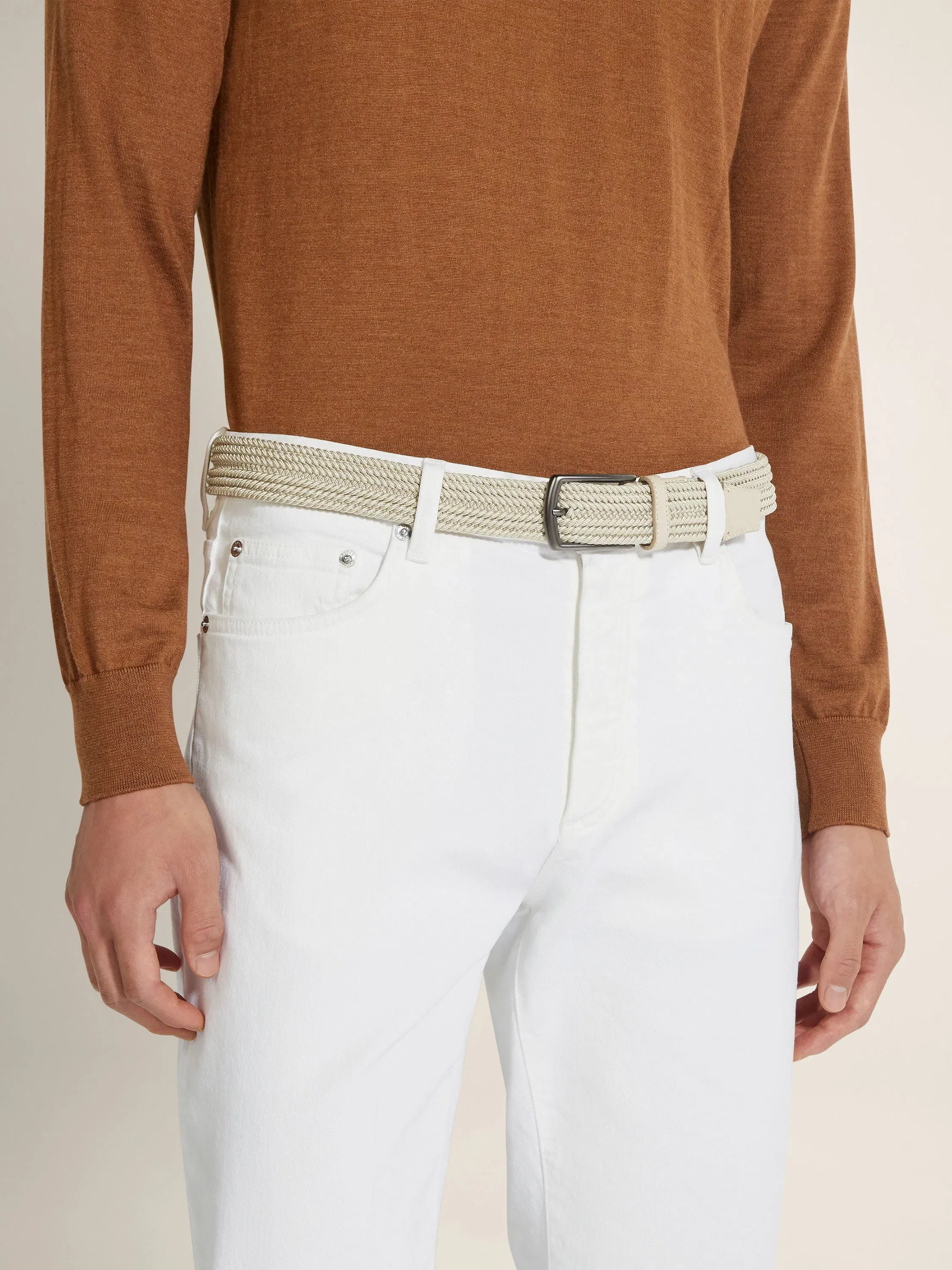Zegna Light Beige Rayon Belt