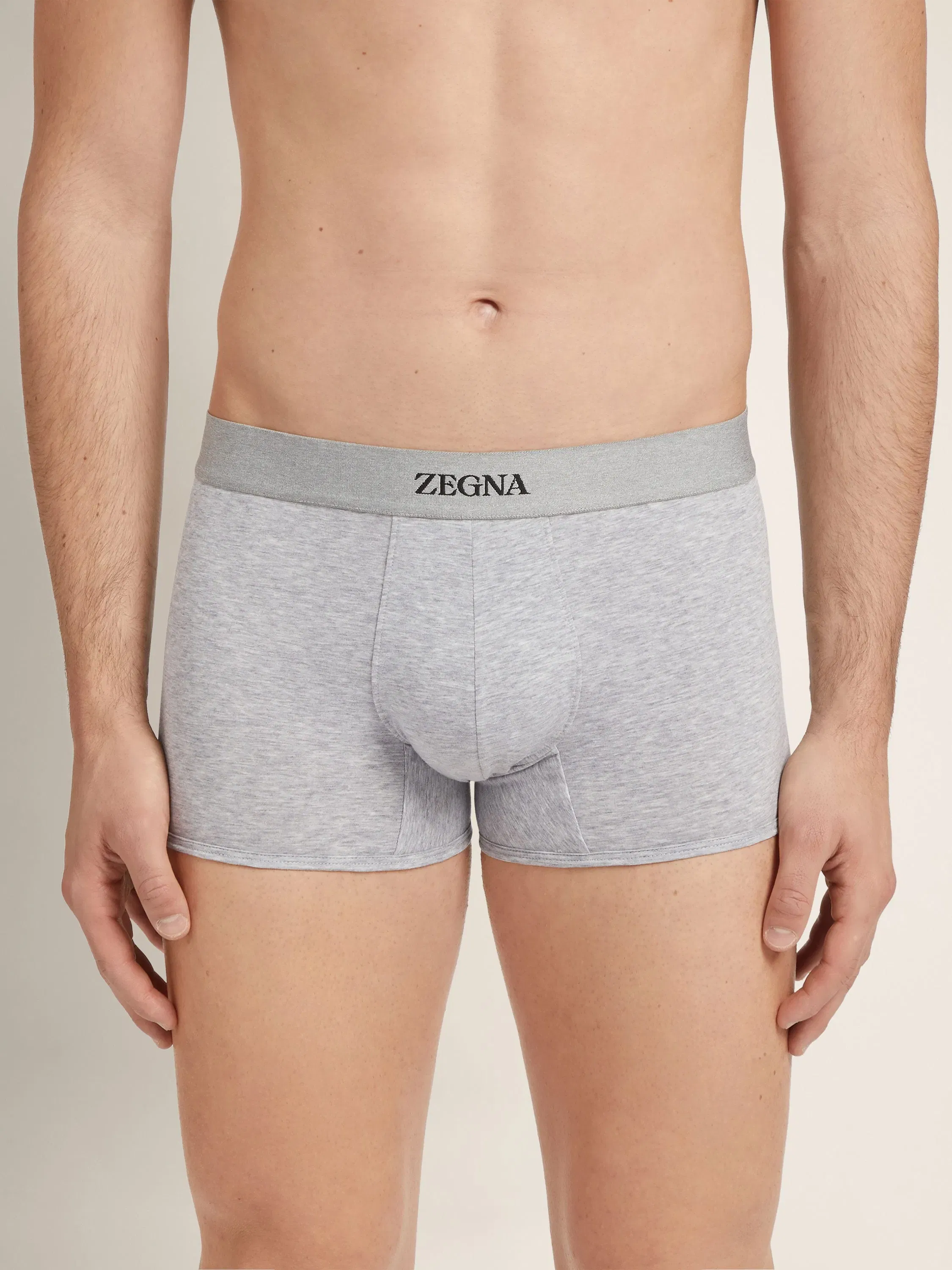 Zegna Grey Mlange Cotton Trunks