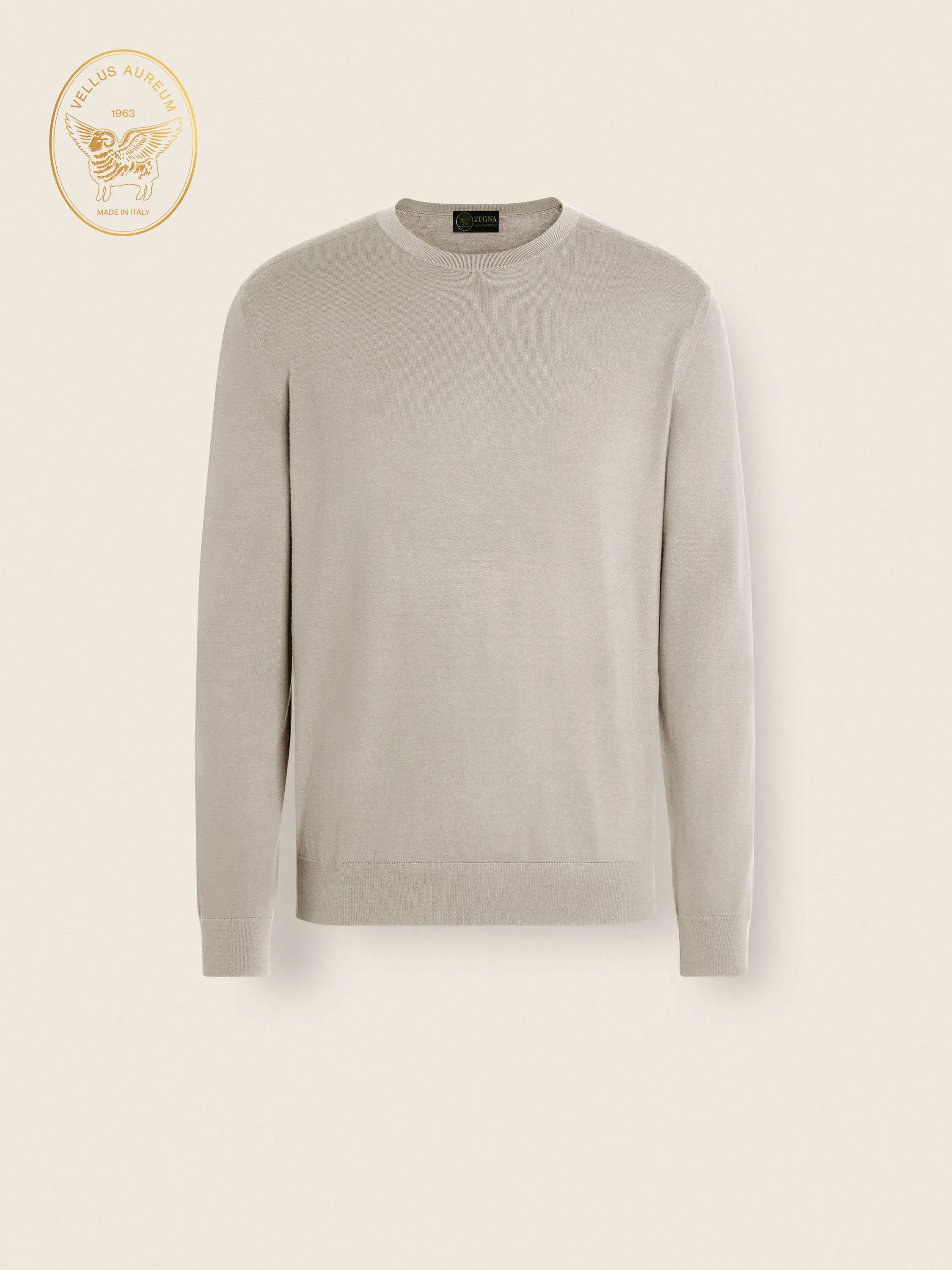 Zegna Light Taupe Vellus Aureum Crewneck