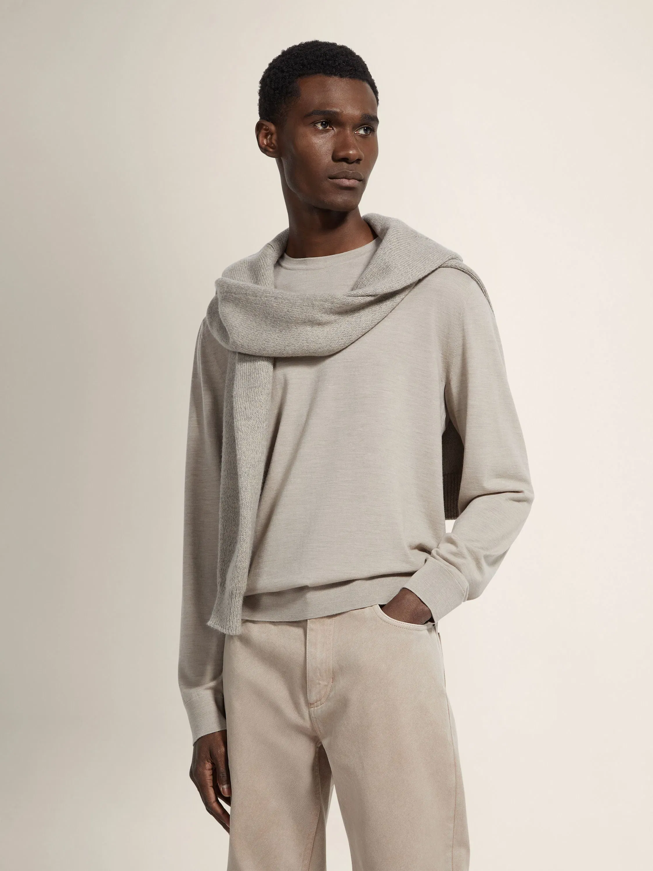 Zegna Light Taupe Vellus Aureum Crewneck