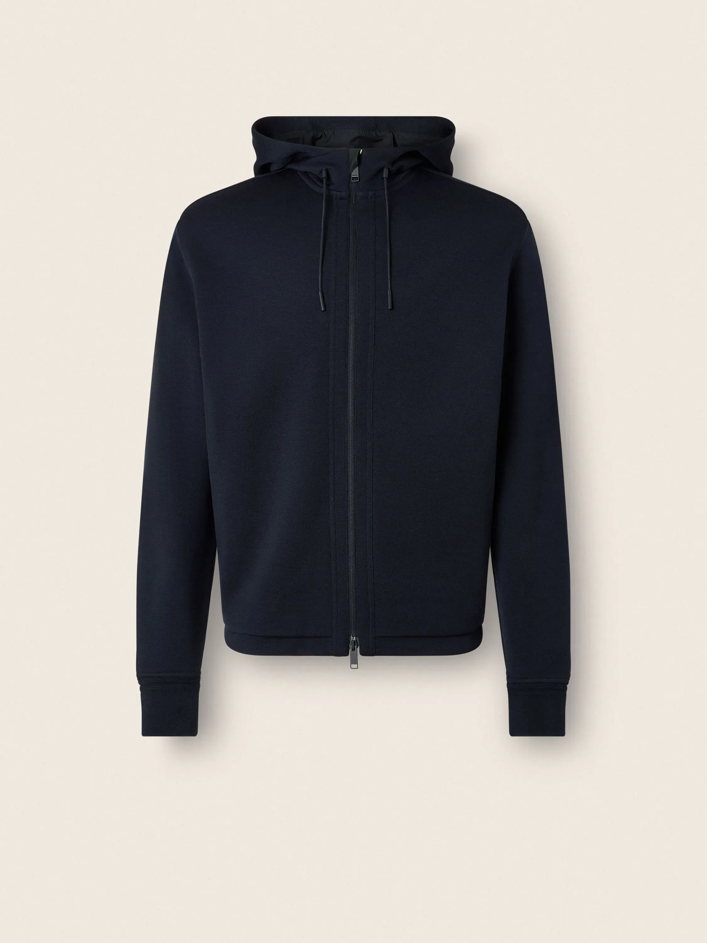 Zegna Navy Blue High Performance Wool Blend Full Zip Hoodie