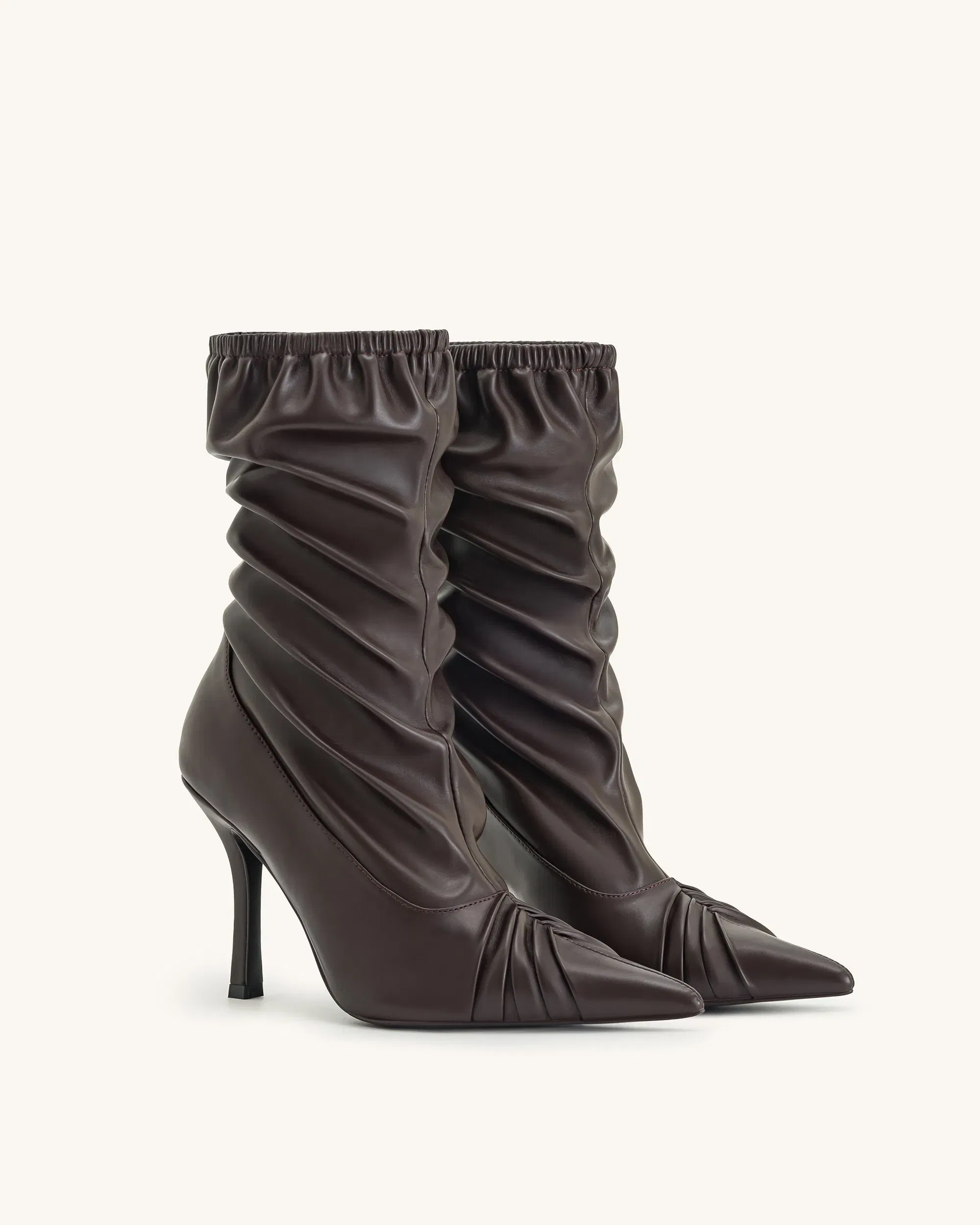 Jw Pei Joanne Paneled Detailing Leather Ankle Boots Burgundy