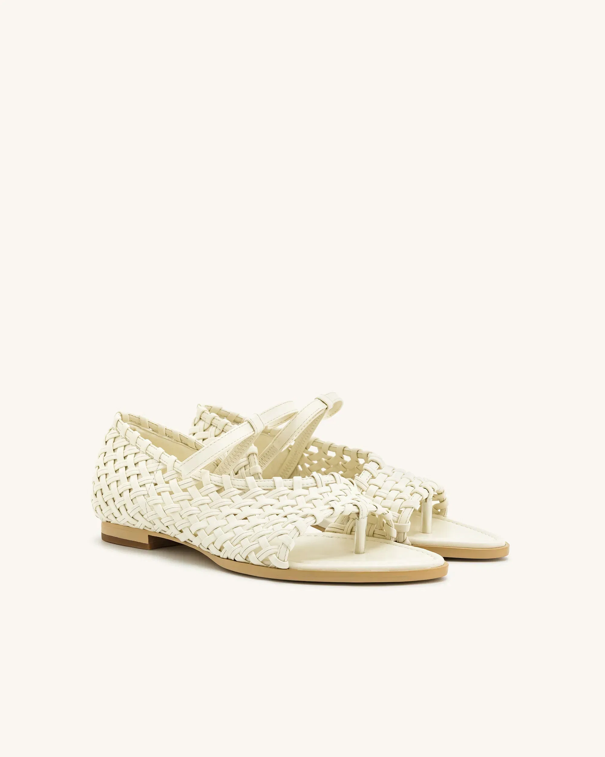 Jw Pei Jocelyn Weave Strap Flip Flops Beige