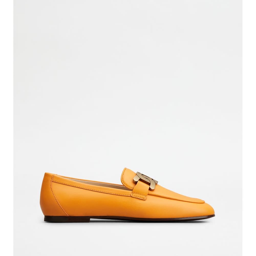 Tods Kate Loafers In Leather Orange Womens