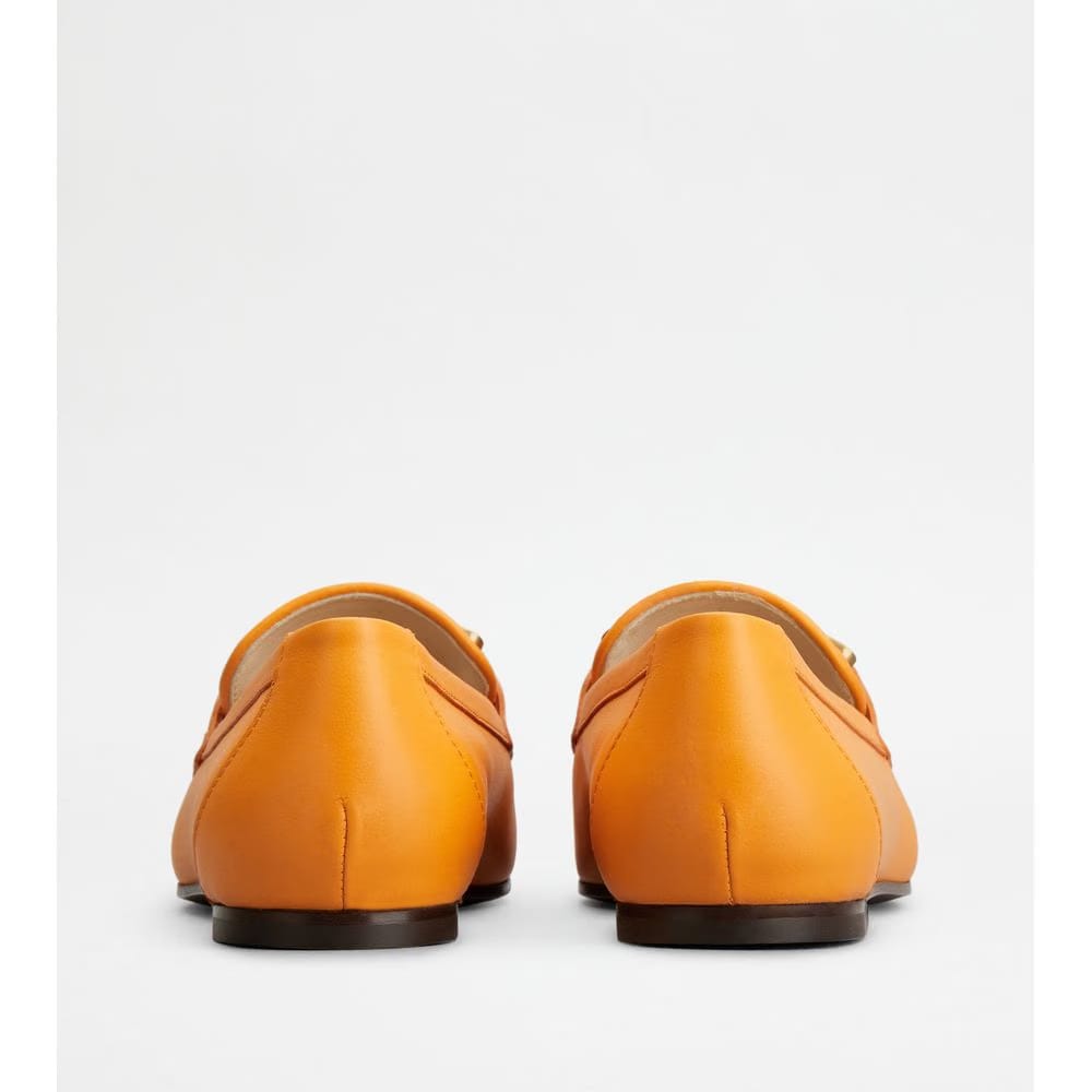 Tods Kate Loafers In Leather Orange Womens