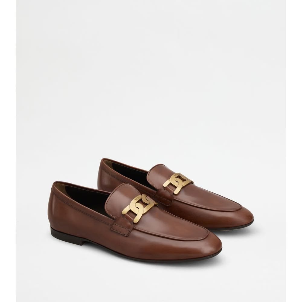 Tods Kate Loafers In Leather Brown Mens