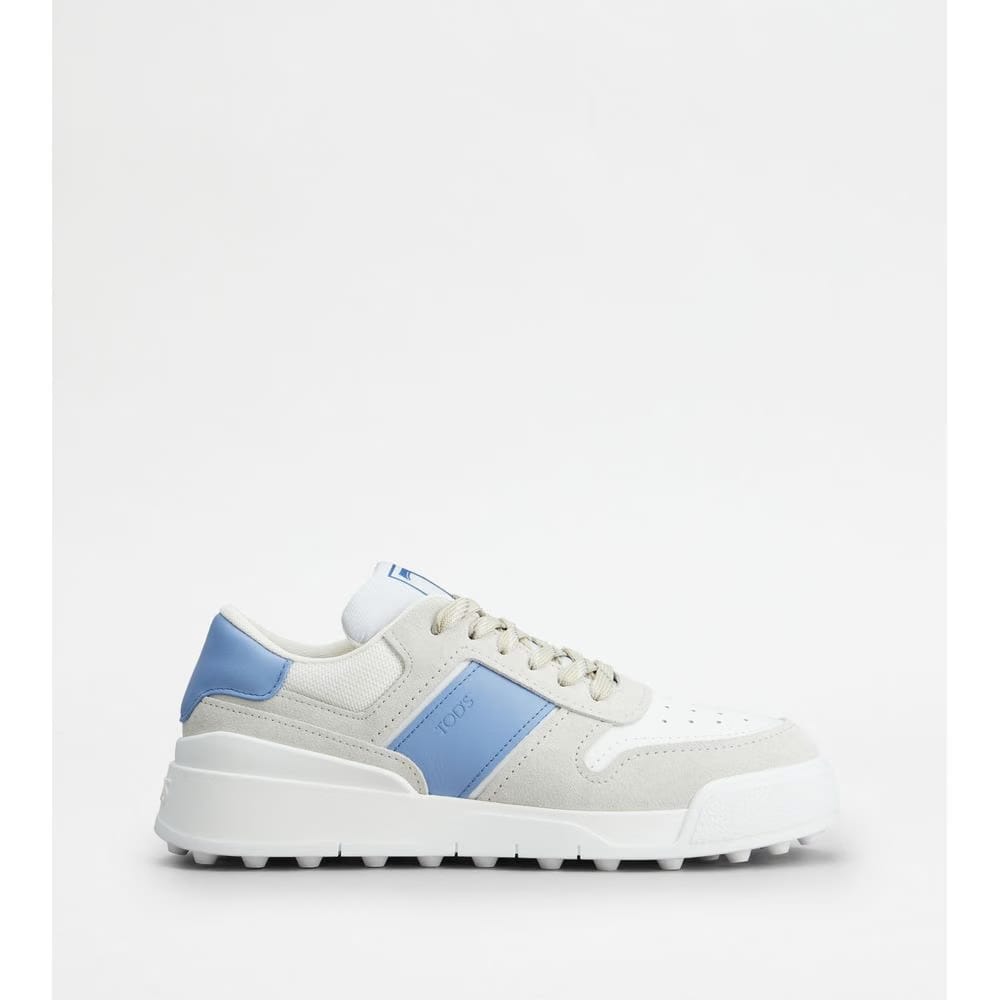 Tods Sneakers In Suede And Smooth Leather White Blue Mens