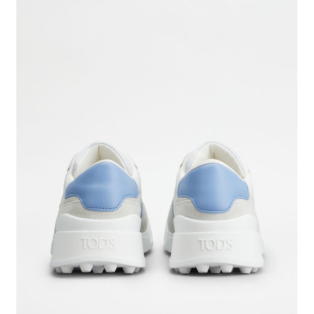 Tods Sneakers In Suede And Smooth Leather White Blue Mens