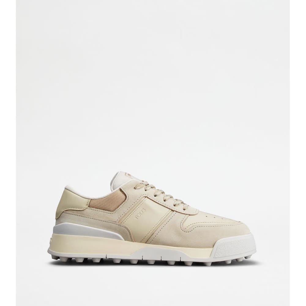 Tods Sneakers In Suede And Smooth Leather Off White Beige White Mens