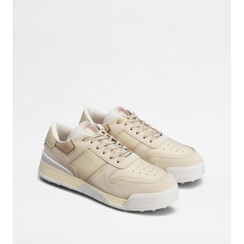 Tods Sneakers In Suede And Smooth Leather Off White Beige White Mens