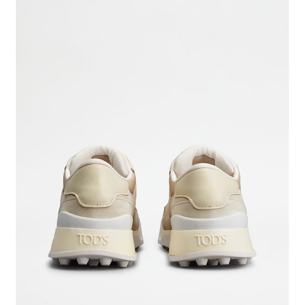 Tods Sneakers In Suede And Smooth Leather Off White Beige White Mens