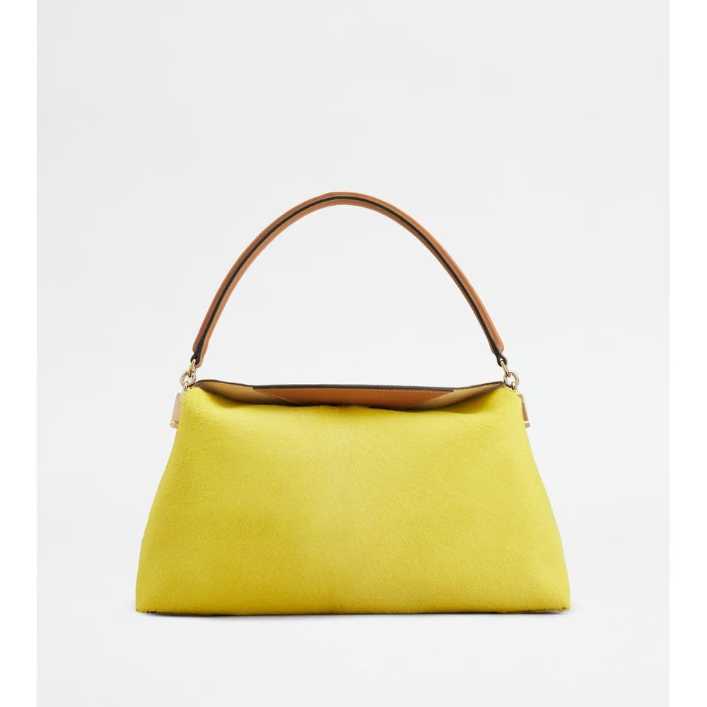 Tods T Case Shoulder Bag In Pony Effect Leather Small Yellow