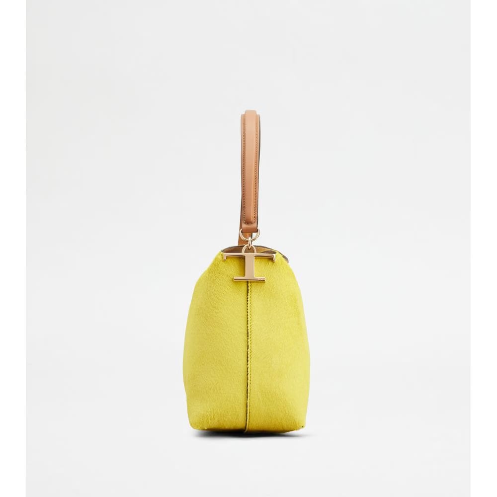 Tods T Case Shoulder Bag In Pony Effect Leather Small Yellow