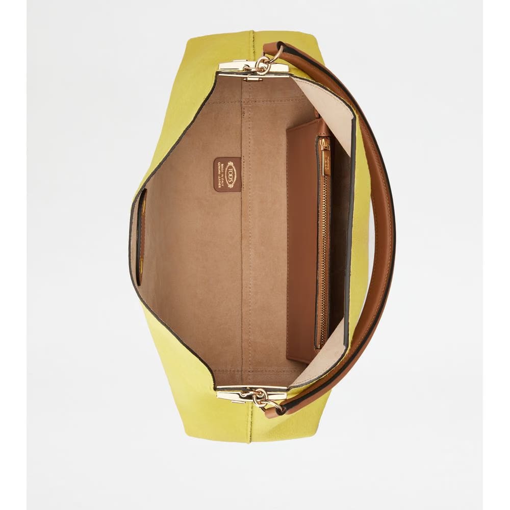 Tods T Case Shoulder Bag In Pony Effect Leather Small Yellow