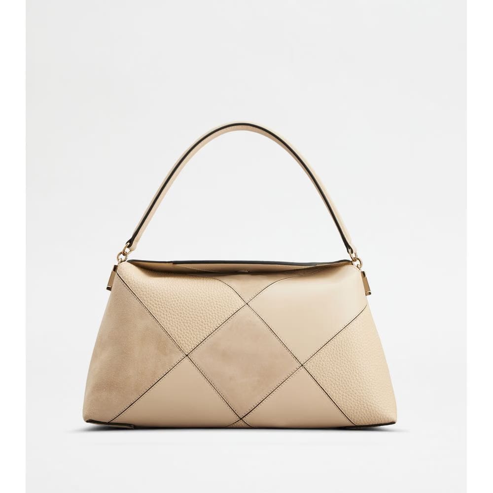 Tods T Case Tote Messenger Bag In Leather Small Beige