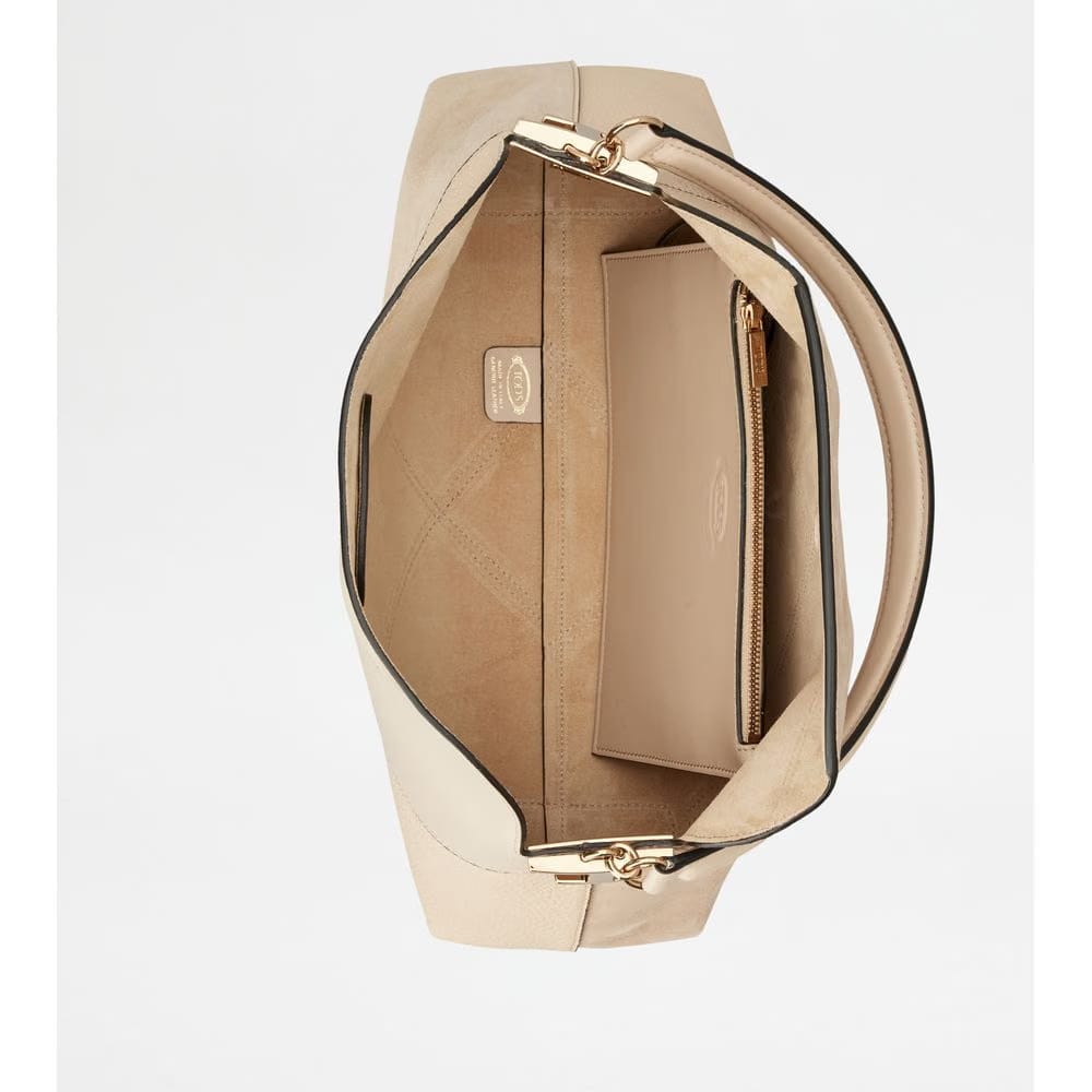 Tods T Case Tote Messenger Bag In Leather Small Beige