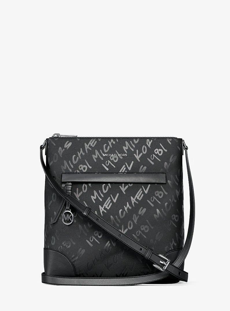 Michael Kors Prescott Small Logo Printed Nylon Crossbody Bag Black