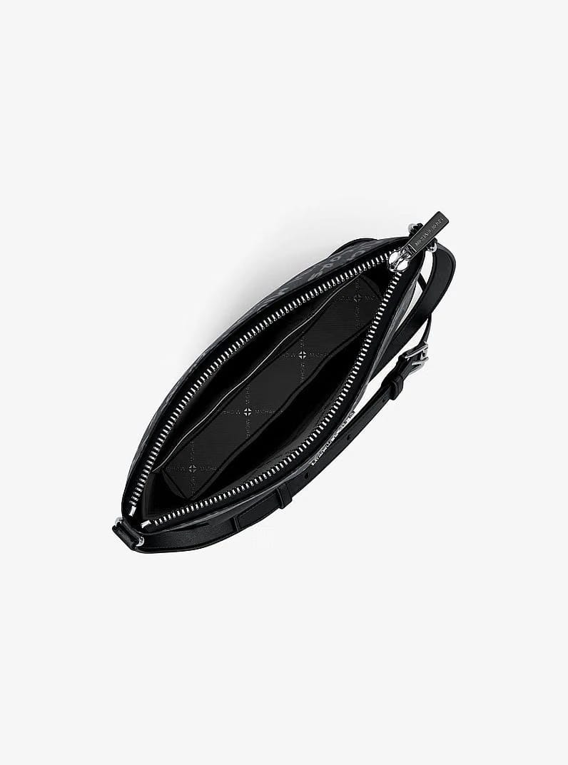 Michael Kors Prescott Small Logo Printed Nylon Crossbody Bag Black