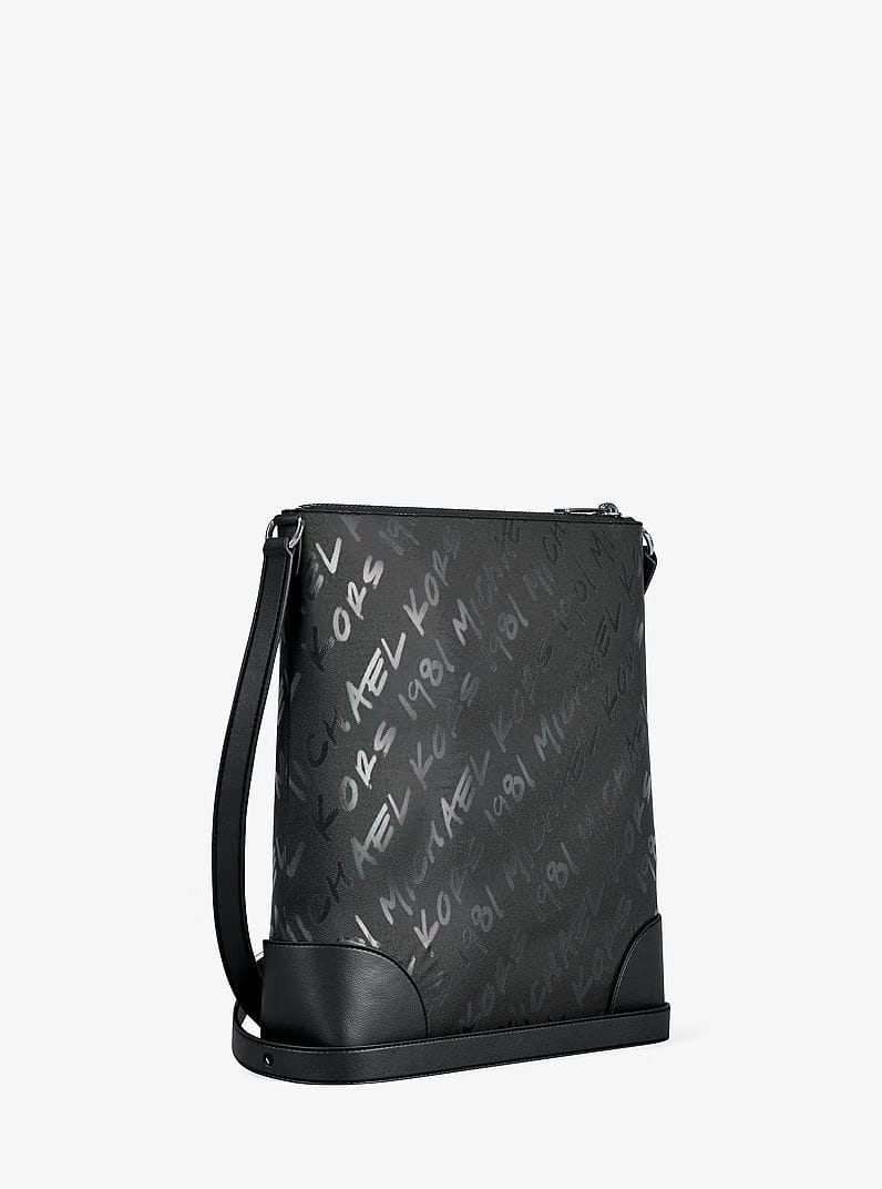 Michael Kors Prescott Small Logo Printed Nylon Crossbody Bag Black