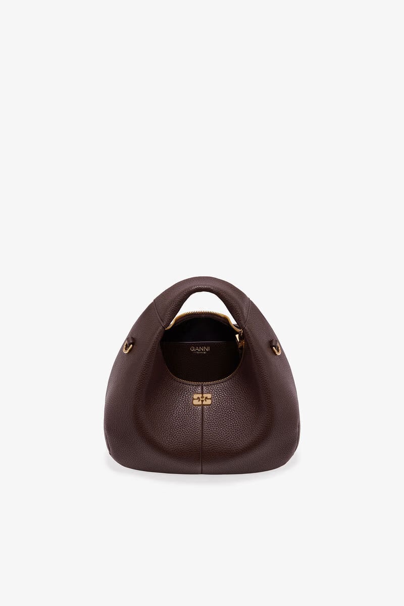 Ganni Chicory Coffee Brown Mini Hobo Bag