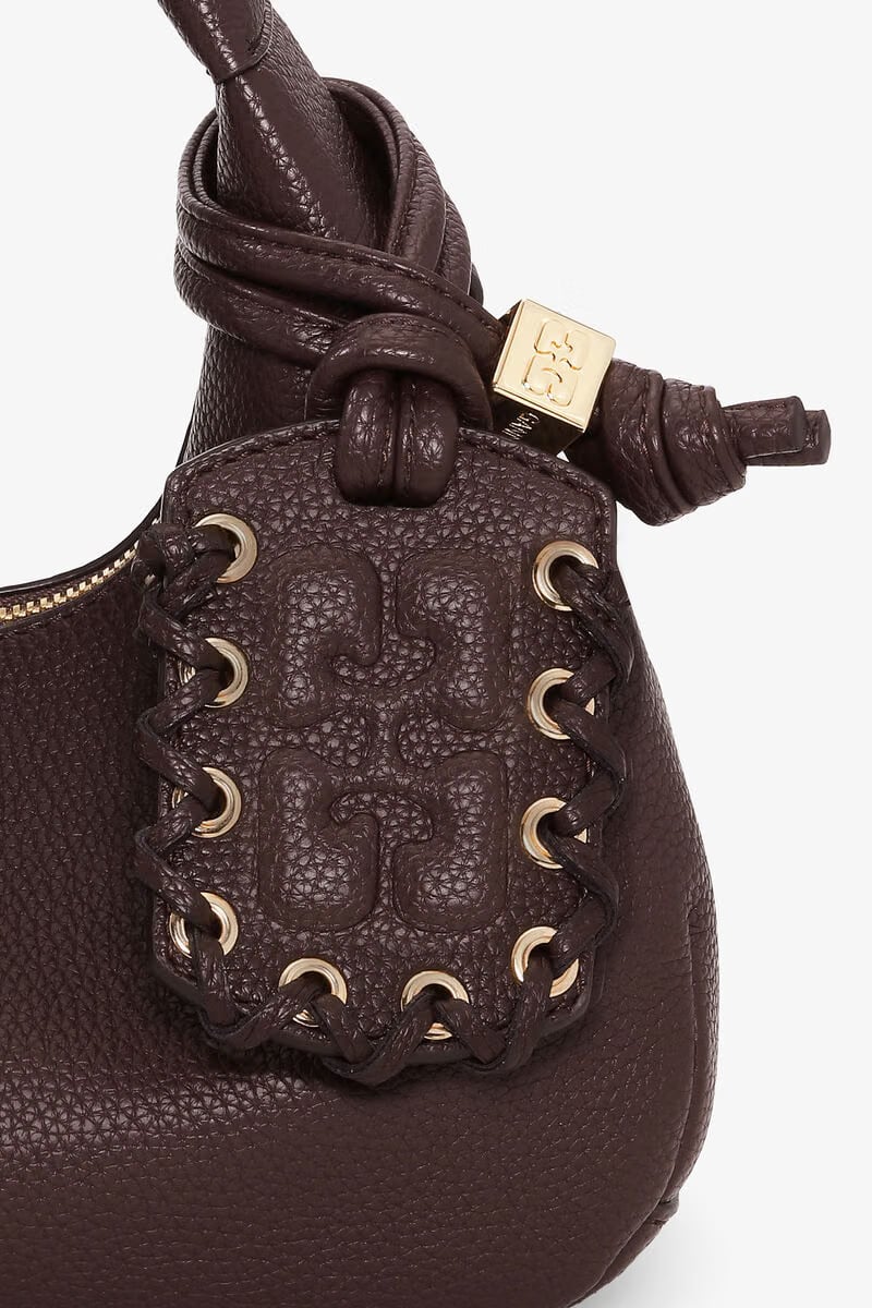Ganni Chicory Coffee Brown Mini Hobo Bag