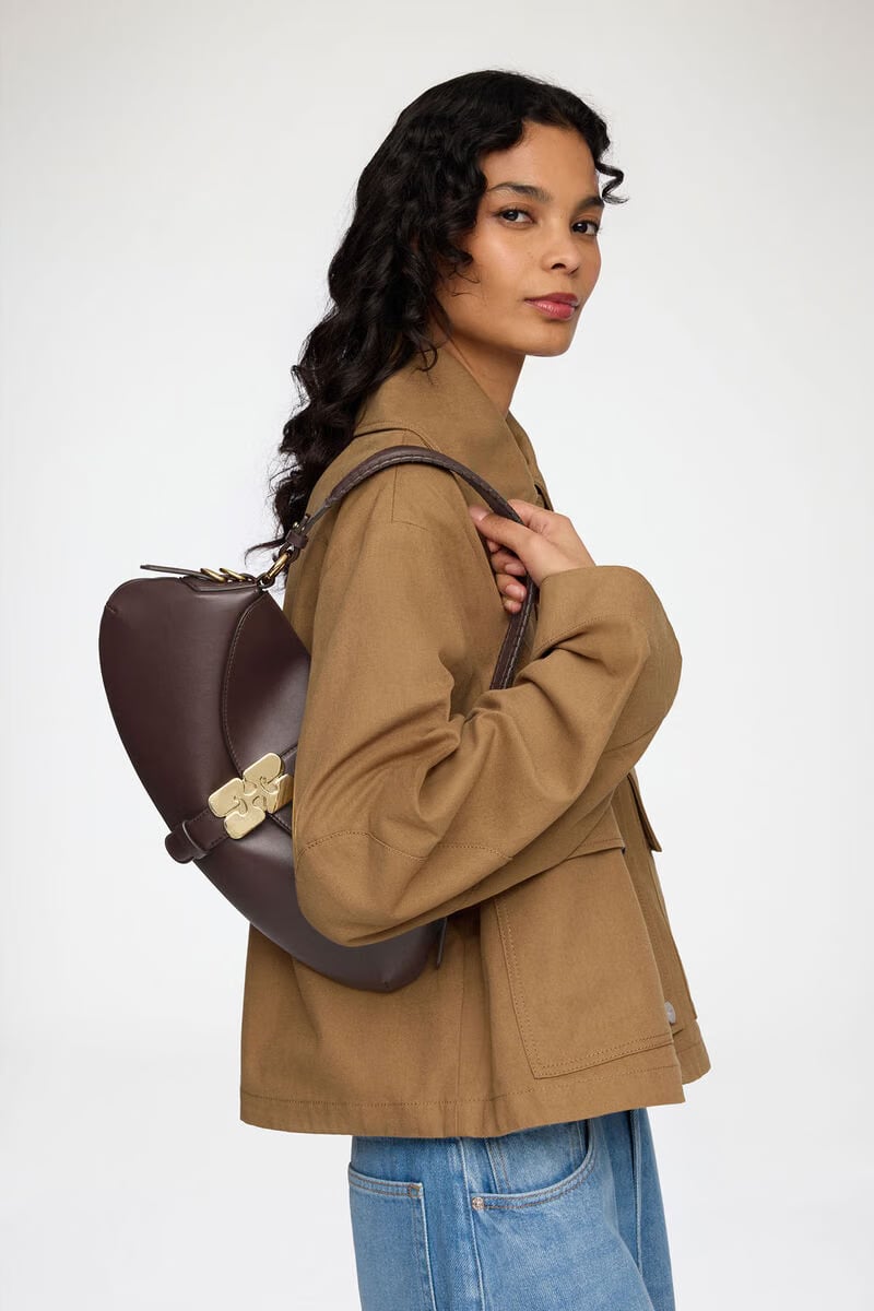 Ganni Chicory Coffee B - Kat Bag In Brown