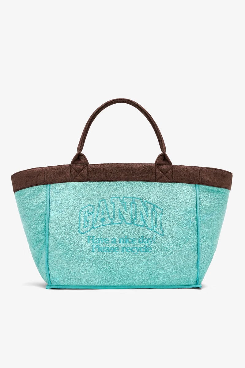 Ganni Chicory Coffee Reversible Tote Xxl In Brown
