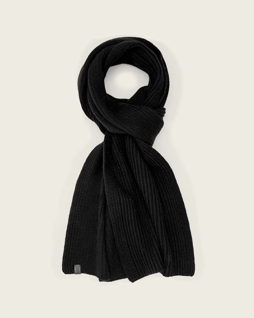 Allsaints Iggy Wool Blend Scarf Black