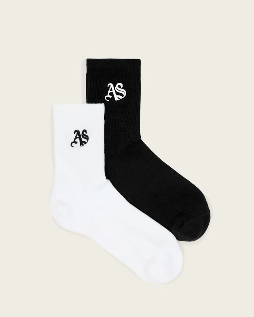 Allsaints Joss Gothic 2 Pack Socks Women's Black/White Women's