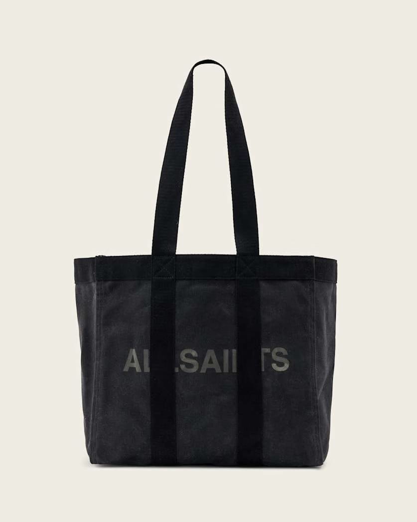 Allsaints Layo Spacious Canvas Tote Bag Washed Black