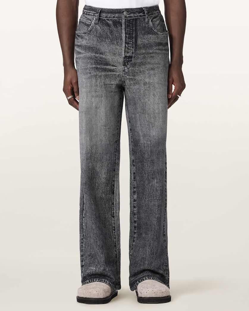 Allsaints Lenny Illusion Of Denim Wide Leg Pants Illusion Black