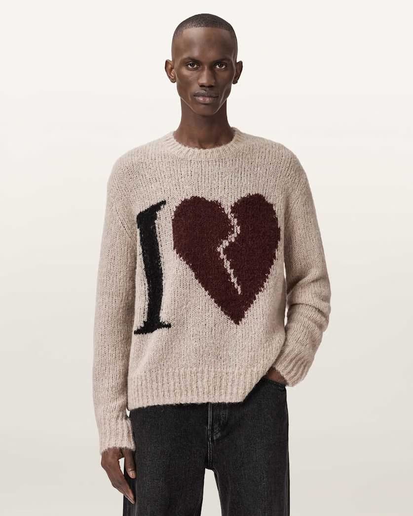 Allsaints Lover Knitted Oversized Sweater Pebble Brown