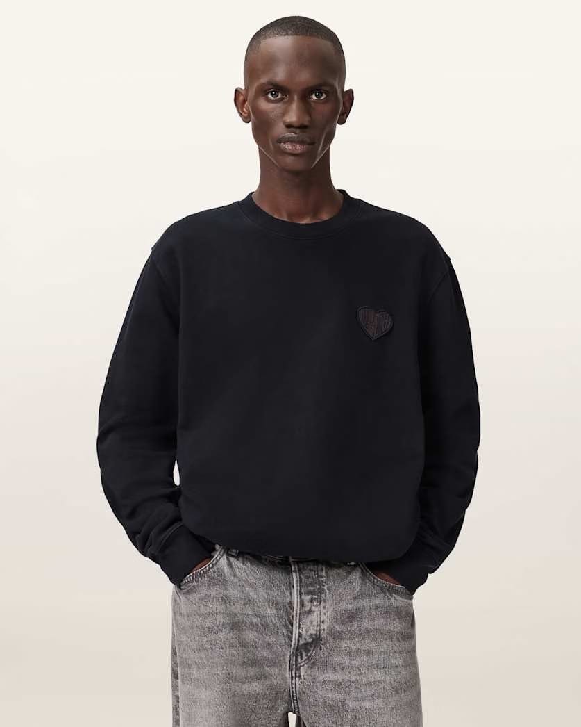 Allsaints Lover Relaxed Crew Neck Sweater Washed Black