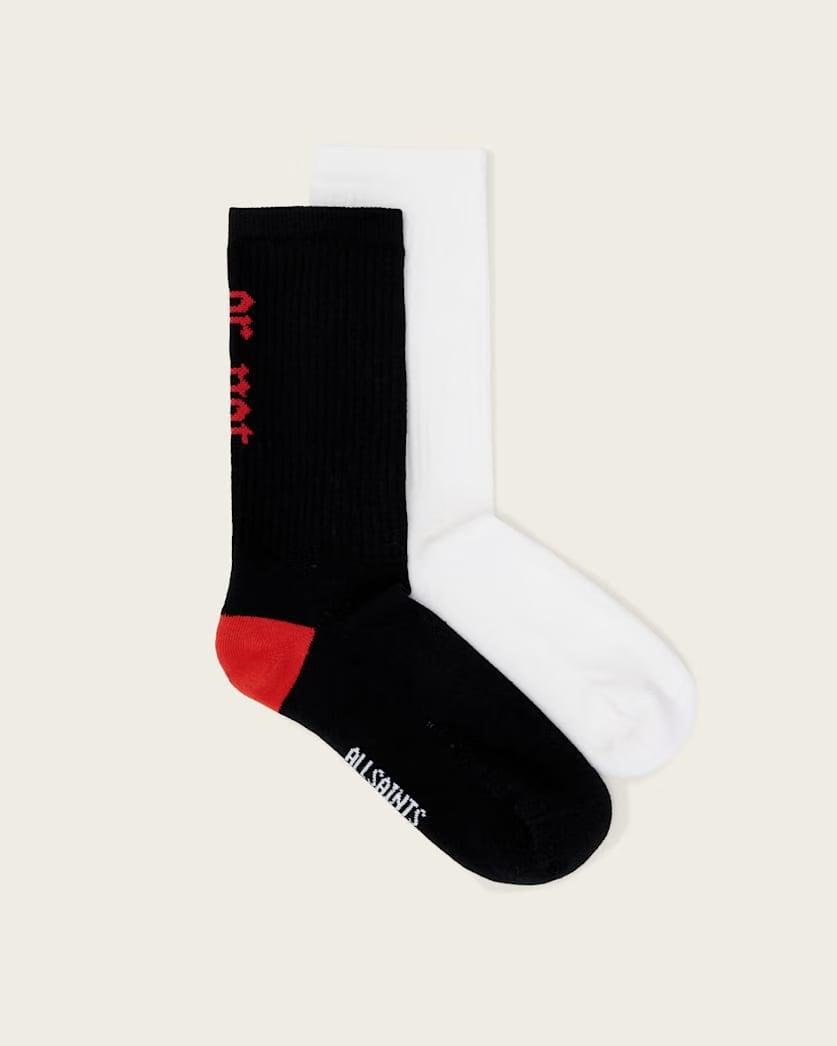 Allsaints Lucky Or Not 2 Pack Socks Women's Black/White Women's