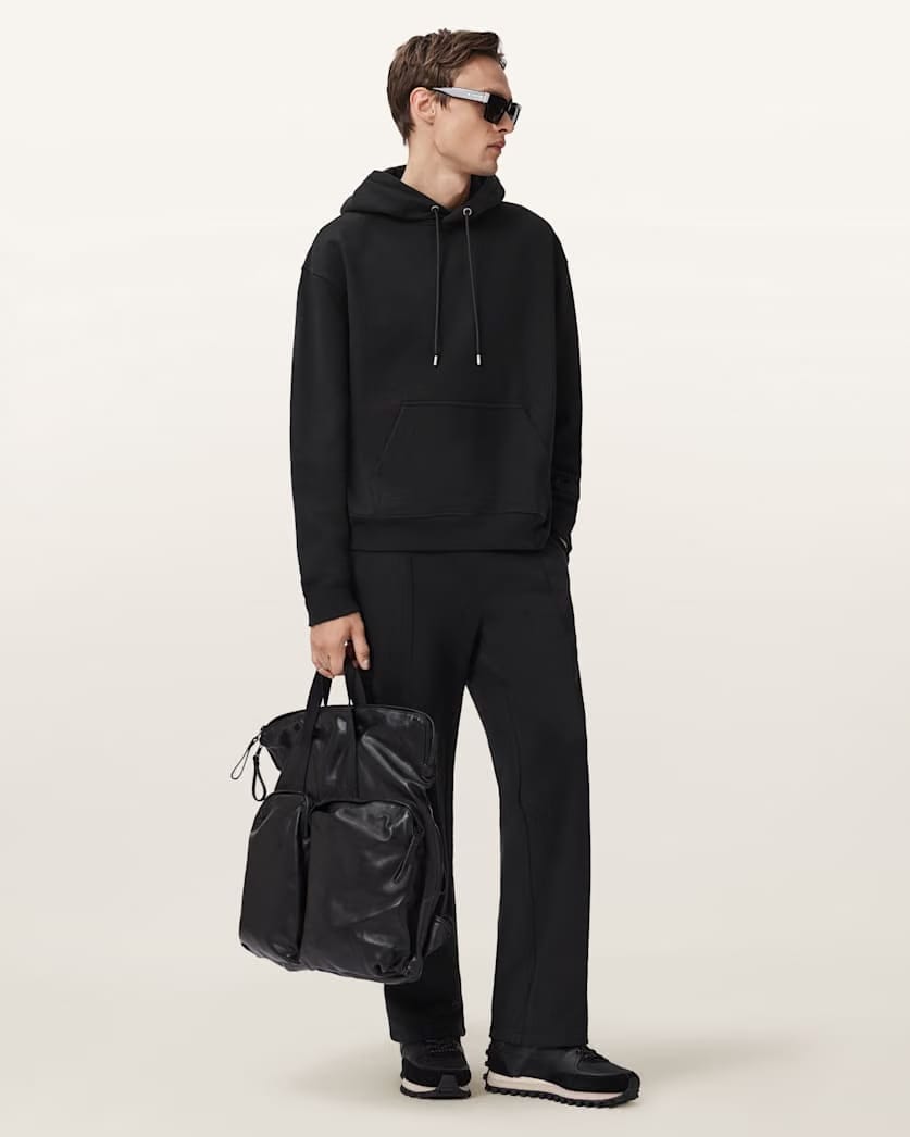Allsaints Milo Oversized Cotton Hoodie Jet Black