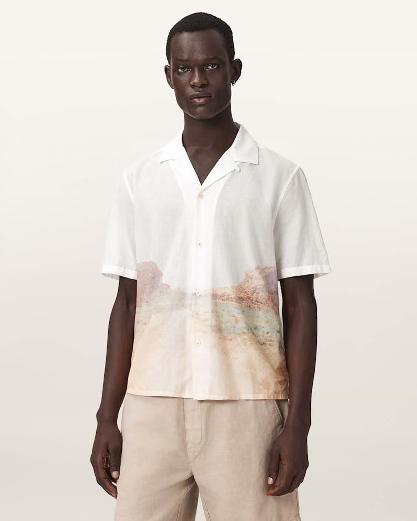 Allsaints Monument Short Sleeve Boxy Shirt Tern White