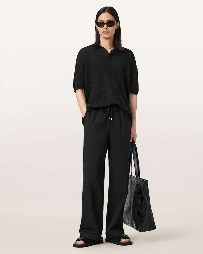 Allsaints Mori Mid Rise Cotton Pants Coal Black