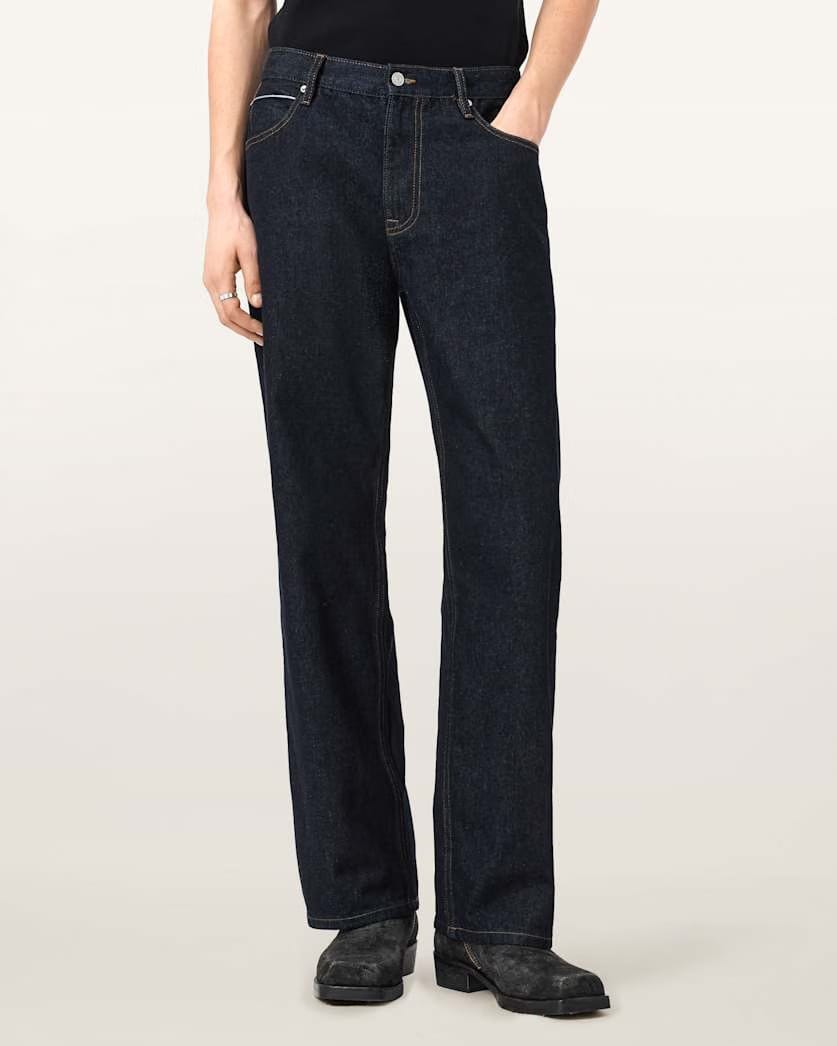 Allsaints Mullen Straight Leg Selvedge Denim Jeans Rinse Selvedge