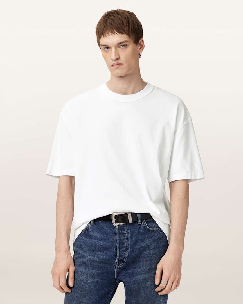 Allsaints Nero Mock Neck Short Sleeve T-Shirt Chalk White