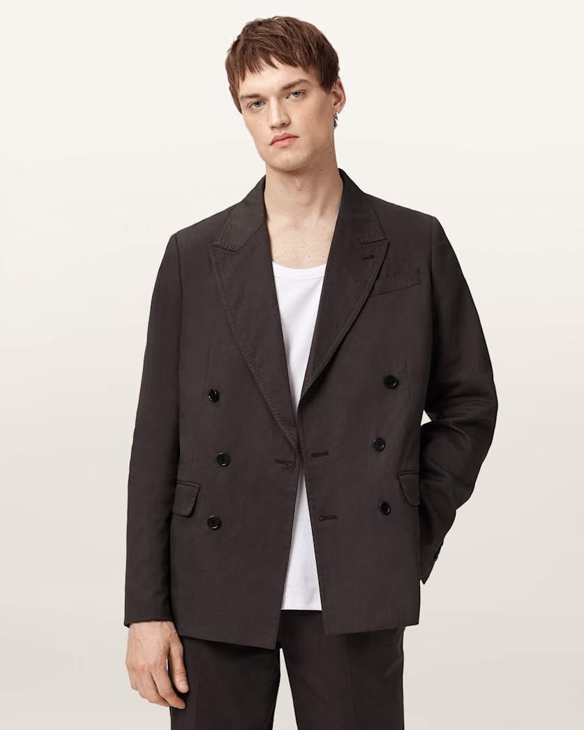 Allsaints Newton Double Breasted Blazer Baked Brown