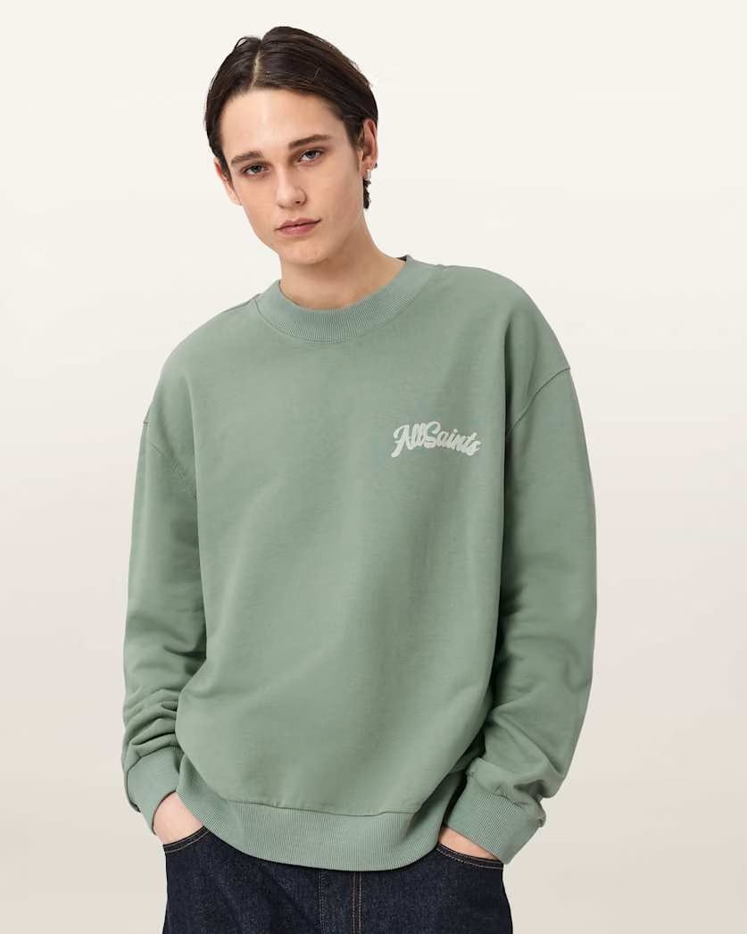 Allsaints Odyssey Crew Neck Sweatshirt Spring Green