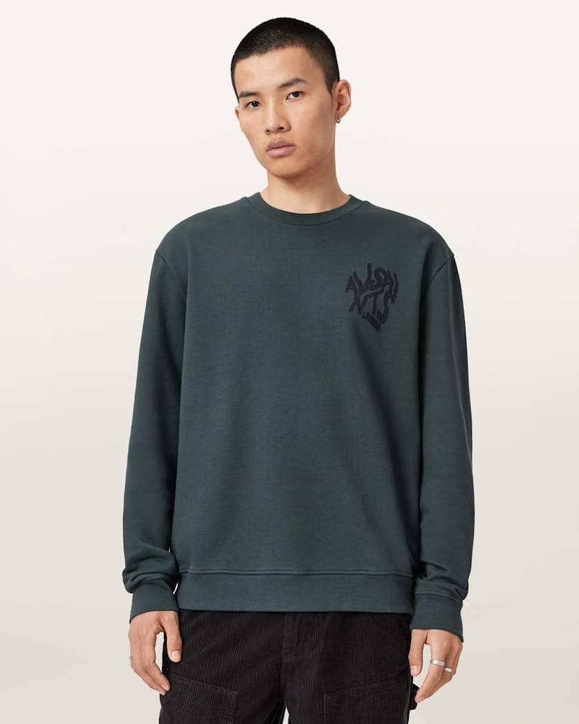 Allsaints Orlando Oversized Crew Neck Sweatshirt Sunil Blue