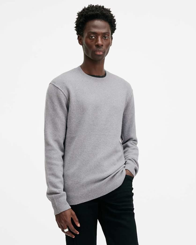 Allsaints Patern Crew Neck Sweater Gunmetal Grey