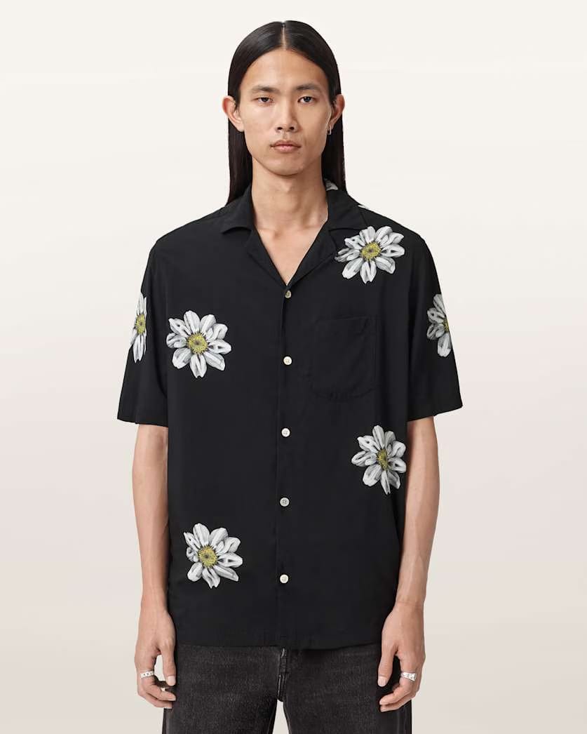 Allsaints Petal Short Sleeve Shirt Jet Black