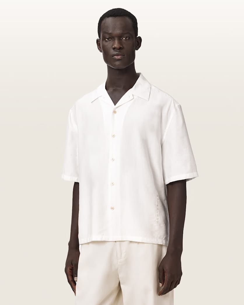 Allsaints Purley Oversized Short Sleeve Shirt Tern White