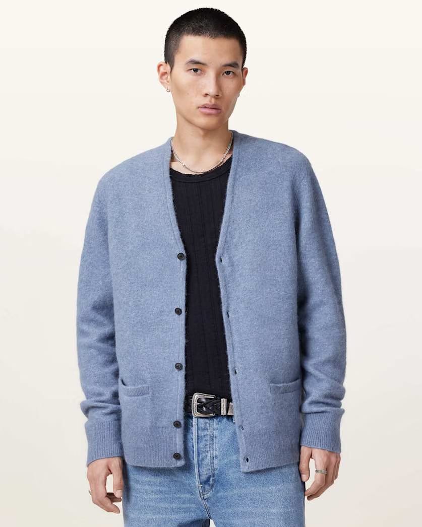 Allsaints Renn Wool Blend Cardigan Damson Blue