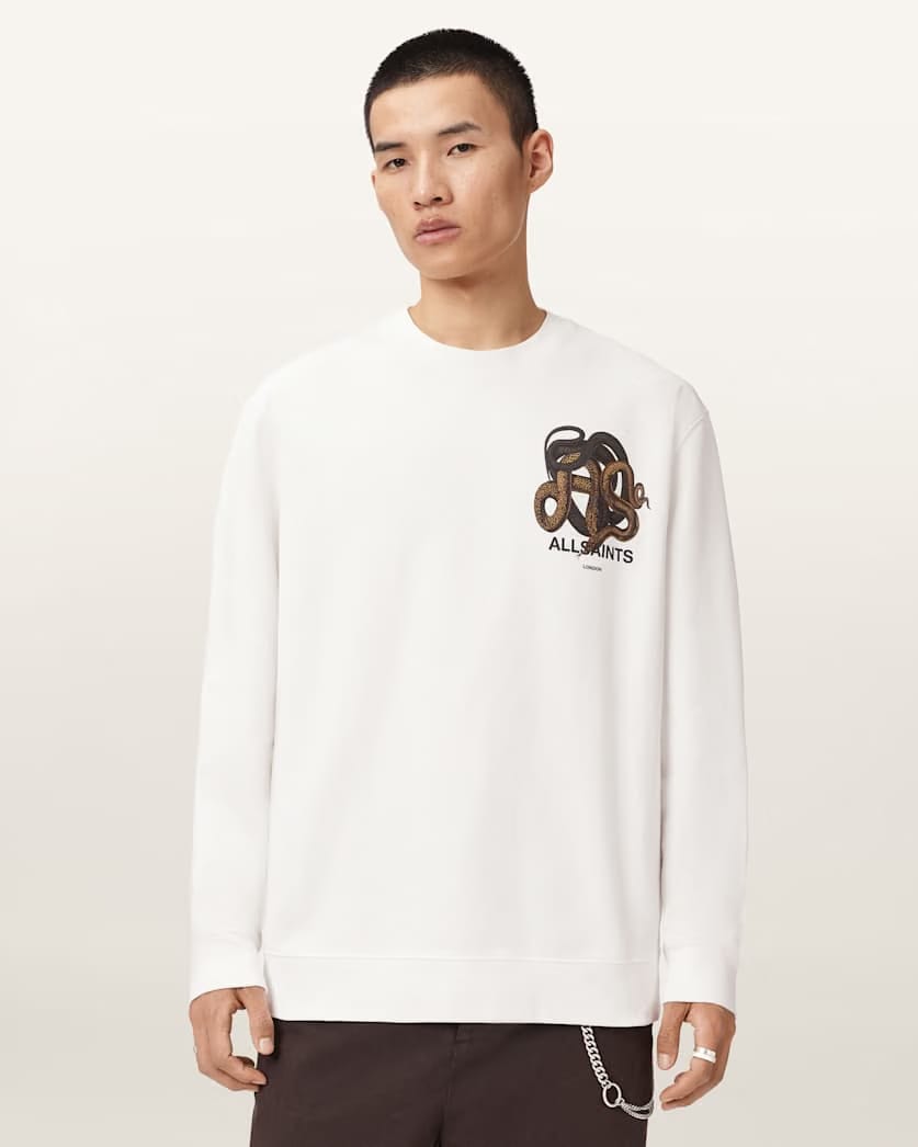 Allsaints Reticulate Graphic Sweatshirt Chalk White