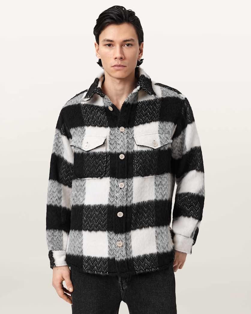 Allsaints River Long Sleeve Check Shirt Black/White