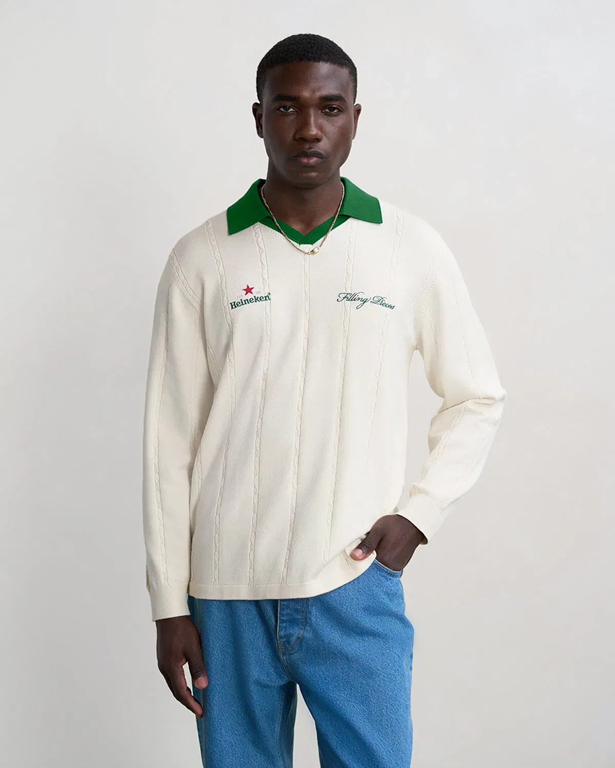 Trendmaven Knit Jersey Heineken Antique White