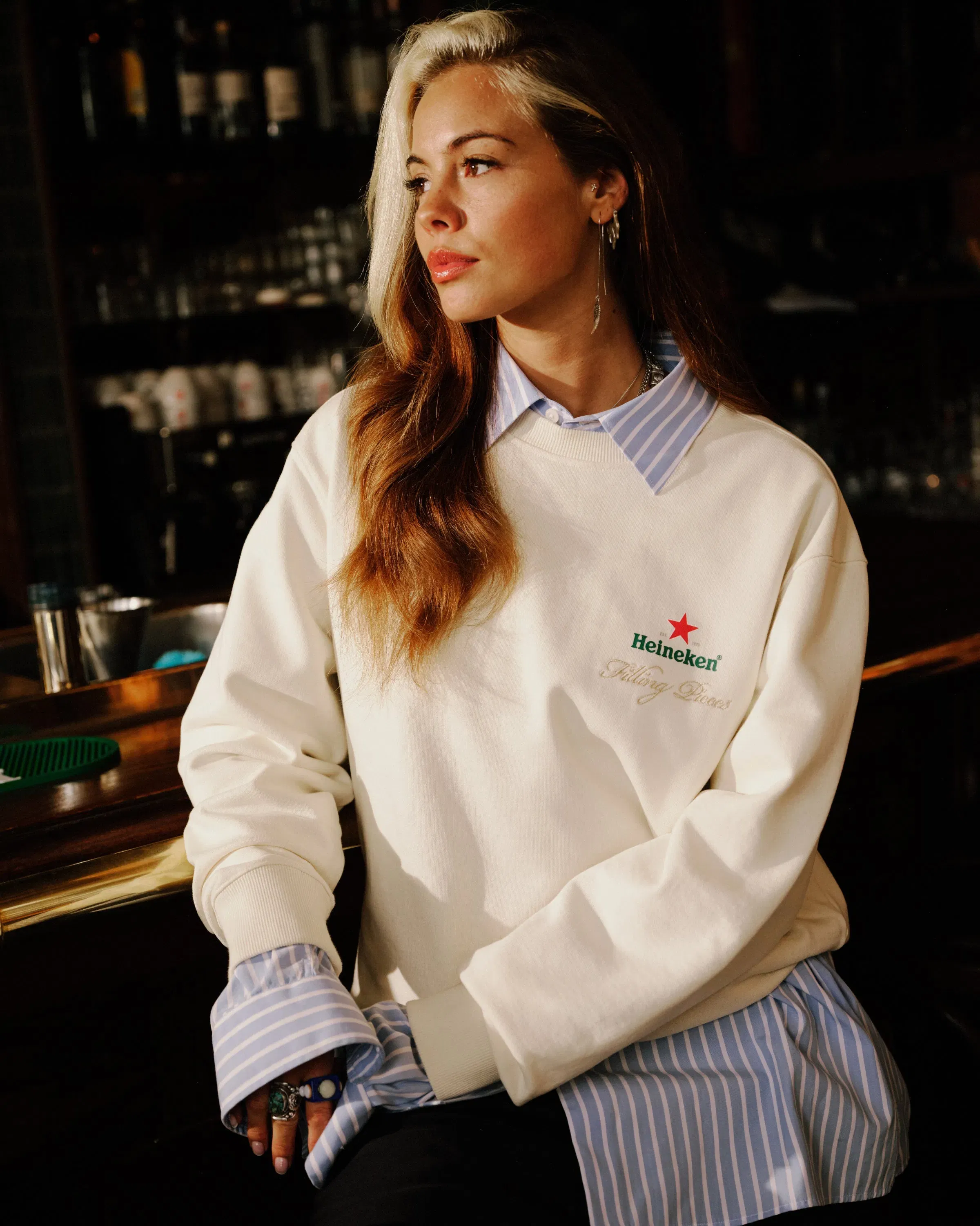 Trendmaven Sweatshirt Heineken Cafe Antique White